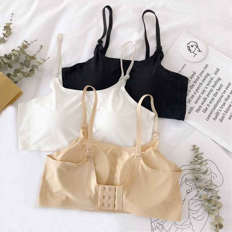 夏季韓版修身顯瘦無痕無鋼圈冰絲裹胸吊帶小背心抹胸內衣上衣女士